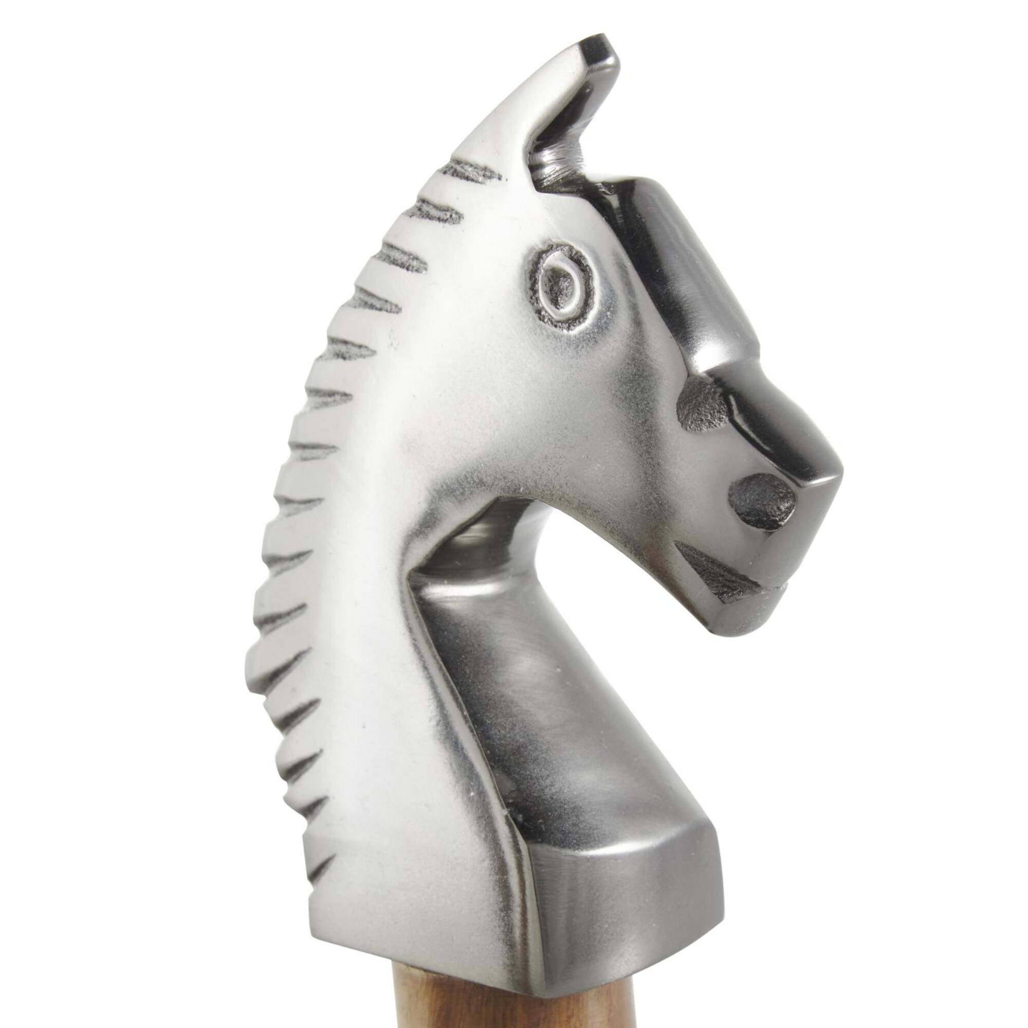 9" Dark Gray & Brown Aluminum & Mango Wood Chess Piece Sculpture Set